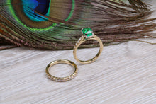 Load image into Gallery viewer, Emerald and Diamond Bridal Rings Set