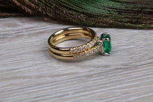 Load image into Gallery viewer, Emerald and Diamond Bridal Rings Set