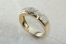 Load image into Gallery viewer, Gents 6 mm Wide Diamond set Yellow Gold Band