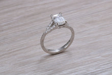 Load image into Gallery viewer, One carat Emerald cut Moissanite Diamond with Natural Diamonds set Ring