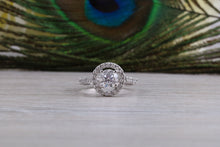 Load image into Gallery viewer, Stunning One carat Moissanite Diamond Halo set with Natural Diamonds Ring in Platinum