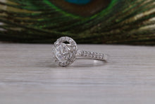 Load image into Gallery viewer, Stunning One carat Moissanite Diamond Halo set with Natural Diamonds Ring in Platinum