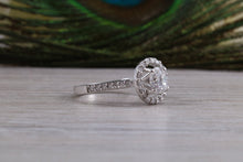 Load image into Gallery viewer, Stunning One carat Moissanite Diamond Halo set with Natural Diamonds Ring in Platinum