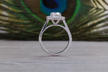 Load image into Gallery viewer, Stunning One carat Moissanite Diamond Halo set with Natural Diamonds Ring in Platinum
