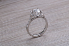 Load image into Gallery viewer, Stunning One carat Moissanite Diamond Halo set with Natural Diamonds Ring in Platinum