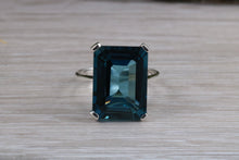 Load image into Gallery viewer, Large 14ct London Blue Topaz set White Gold Ring