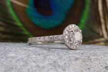 Load image into Gallery viewer, One carat Moissanite Diamond and Natural Diamonds set Halo Ring