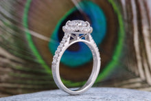 Load image into Gallery viewer, One carat Moissanite Diamond and Natural Diamonds set Halo Ring