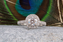 Load image into Gallery viewer, One carat Moissanite Diamond and Natural Diamonds set Halo Ring