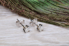Load image into Gallery viewer, Simple and Petite Princess cut Diamond Solitaire Stud Earrings