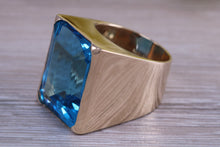 Load image into Gallery viewer, Very Large 45 carats Blue Topaz Ring, Solid and Very Chunky