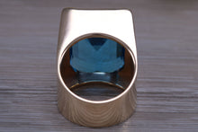 Load image into Gallery viewer, Very Large 45 carats Blue Topaz Ring, Solid and Very Chunky