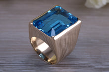 Load image into Gallery viewer, Very Large 45 carats Blue Topaz Ring, Solid and Very Chunky