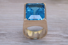 Load image into Gallery viewer, Very Large 45 carats Blue Topaz Ring, Solid and Very Chunky