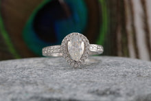 Load image into Gallery viewer, Gorgeouse One carat Pear cut Moissnaite Diamond with Natural Diamonds set Ring