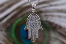 Load image into Gallery viewer, 1.25 carats Diamond set Hamsa Necklace in Platinum