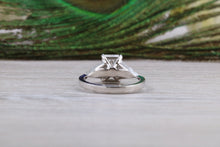 Load image into Gallery viewer, One carat Emerald cut Moissanite Diamond with Natural Diamonds set Ring