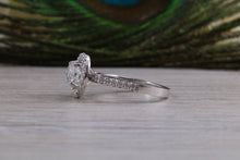 Load image into Gallery viewer, Stunning One carat Moissanite Diamond Halo set with Natural Diamonds Ring in Platinum