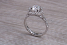 Load image into Gallery viewer, Stunning One carat Moissanite Diamond Halo set with Natural Diamonds Ring in Platinum