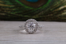 Load image into Gallery viewer, Stunning One carat Moissanite Diamond Halo set with Natural Diamonds Ring in Platinum