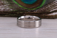 Load image into Gallery viewer, Titanium patterned finish band, light weight and very durable, choice of widths , perfect as wedding band or fashion ring