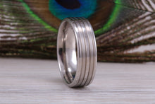 Load image into Gallery viewer, Titanium patterned finish band, light weight and very durable, choice of widths , perfect as wedding band or fashion ring