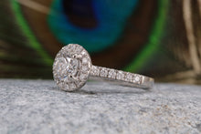 Load image into Gallery viewer, One carat Moissanite Diamond and Natural Diamonds set Halo Ring