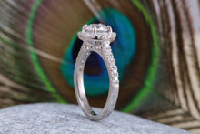 Load image into Gallery viewer, One carat Moissanite Diamond and Natural Diamonds set Halo Ring
