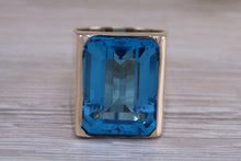 Load image into Gallery viewer, Very Large 45 carats Blue Topaz Ring, Solid and Very Chunky
