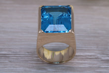 Load image into Gallery viewer, Very Large 45 carats Blue Topaz Ring, Solid and Very Chunky