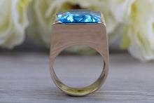 Load image into Gallery viewer, Very Large 45 carats Blue Topaz Ring, Solid and Very Chunky