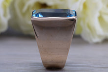 Load image into Gallery viewer, Very Large 45 carats Blue Topaz Ring, Solid and Very Chunky