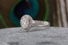 Load image into Gallery viewer, Gorgeouse One carat Pear cut Moissnaite Diamond with Natural Diamonds set Ring