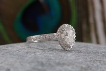 Load image into Gallery viewer, Gorgeouse One carat Pear cut Moissnaite Diamond with Natural Diamonds set Ring
