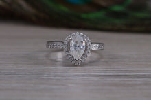 Load image into Gallery viewer, Gorgeouse One carat Pear cut Moissnaite Diamond with Natural Diamonds set Ring