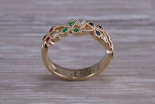 Load image into Gallery viewer, Multi Gemstone Floral Designed Yellow Gold Ring