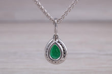 Load image into Gallery viewer, Emerald and Diamond Halo set 18ct White Gold Necklace