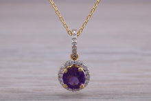 Load image into Gallery viewer, Amethyst and Diamonds set Matching Necklace and Earrings