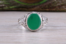 Load image into Gallery viewer, Oval cut Green Agate set Silver Ring