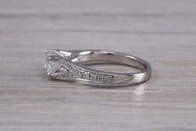 Load image into Gallery viewer, Split Shoulder Diamond set Platinum Engagement ring