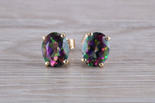 Load image into Gallery viewer, Oval cut Mystic Topaz set Yellow Gold Stud Earrings