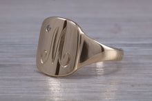 Load image into Gallery viewer, Diamond set and Personalised Yellow Gold Signet Ring