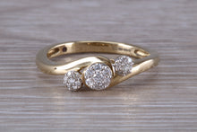 Load image into Gallery viewer, Diamond set Trilogy Cluster on a Twist Shank Ring