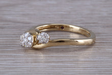 Load image into Gallery viewer, Diamond set Trilogy Cluster on a Twist Shank Ring