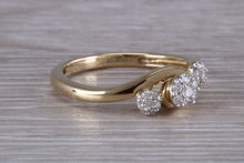 Load image into Gallery viewer, Diamond set Trilogy Cluster on a Twist Shank Ring