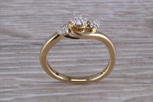 Load image into Gallery viewer, Diamond set Trilogy Cluster on a Twist Shank Ring