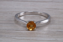 Load image into Gallery viewer, Quarter carat Citrine set White Gold Ring