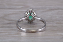 Load image into Gallery viewer, Emerald and Halo set Diamond White Gold Ring