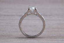 Load image into Gallery viewer, Split Shoulder Diamond set Platinum Engagement ring