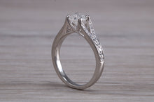 Load image into Gallery viewer, Split Shoulder Diamond set Platinum Engagement ring